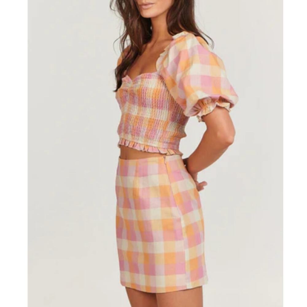 New CHARLIE HOLIDAY Anthropologie Women's Multicheck Andrea Mini Skirt Size 6